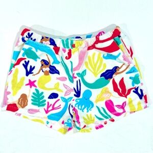 Mini Boden Towelling Shorts Girls 11Y Mermaids Under the Sea French Terry Summer